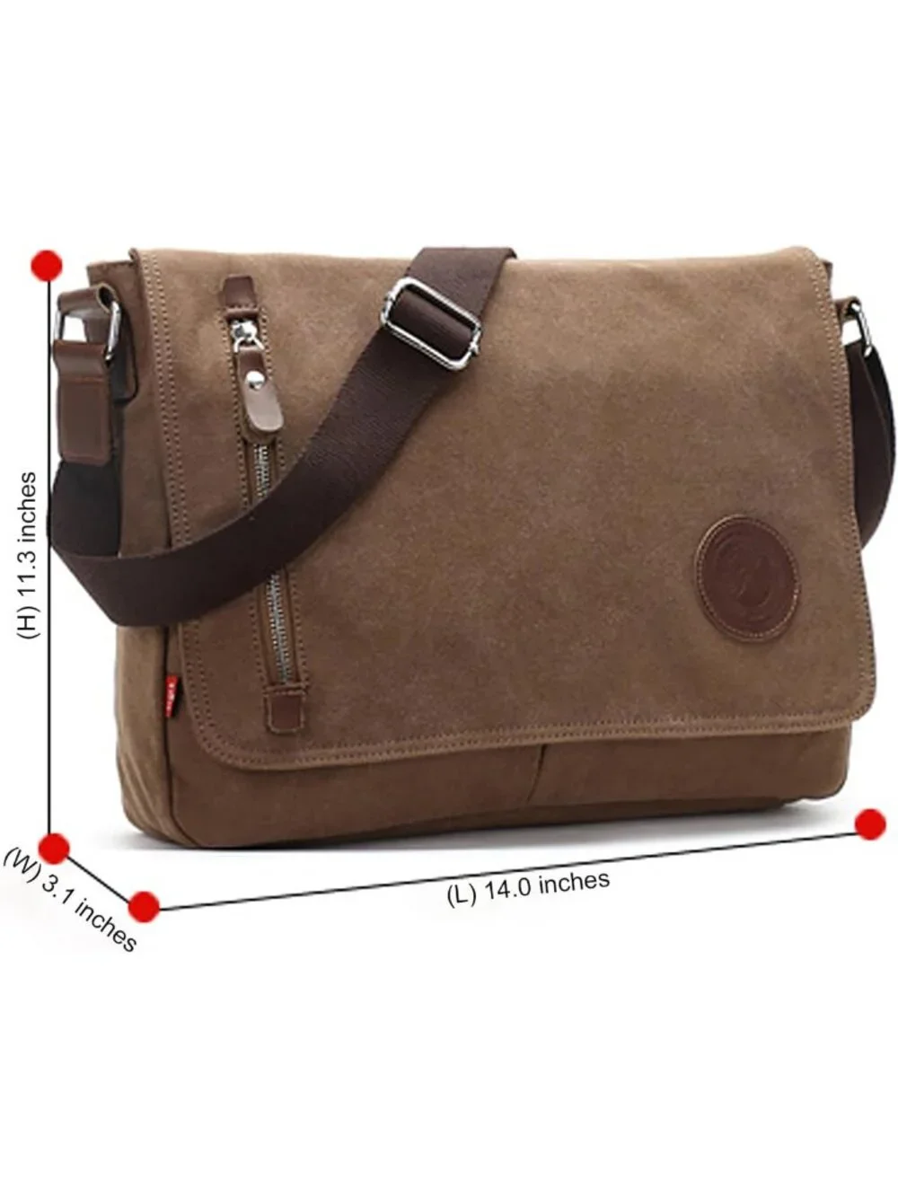 Vintage Canvas Messenger Bag | Unisex Travel Crossbody Satchel for 14